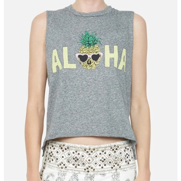 Lauren Moshi Kinzington Aloha Pineapple Muscle Tank Large - Picture 1 of 8